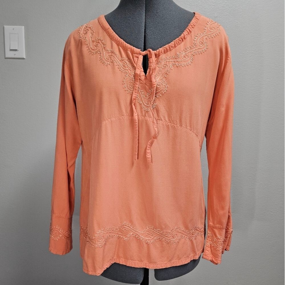 Woolies Wear 3/4 Flair Bell Sleeve Casual Blouse Top Women's Small Boho Hippie